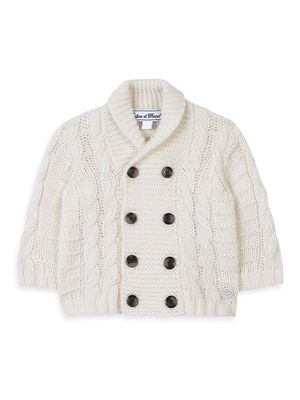 Baby Boy's & Little Boy's Cable-Knit Shawl Collar Cardigan - Nacre - Size 3 Months