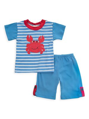 Baby Boy's & Little Boy's Crab Embroidered Set - Blue - Size 12 Months