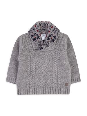 Baby Boy's & Little Boy's Fair Isle Shawl Collar Sweater - Grey - Size 3 Months
