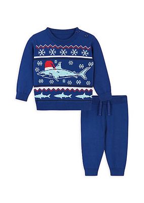 Baby Boy's & Little Boy's Holiday Shark Jacquard Sweater Set