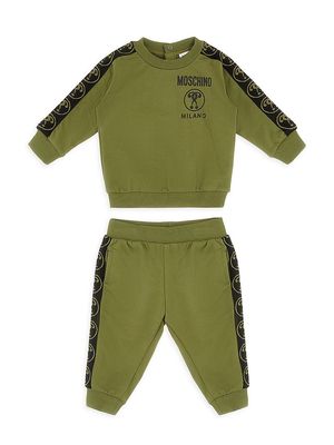 Baby Boy's & Little Boy's Logo Tape Sweatsuit - Olive - Size 3 Months