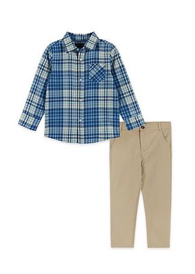 Baby Boy's & Little Boy's Plaid Shirt & Pants Set
