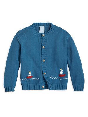 Baby Boy's & Little Boy's Sailboat Appliqué Cardigan - Ocean Blue - Size 2 - Ocean Blue - Size 2