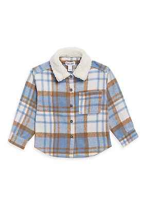 Baby Boy's & Little Boy's Sherpa-Trim Plaid Flannel Shirt Jacket