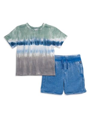 Baby Boy's & Little Boy's Surf Tie-Dye T-Shirt & Shorts Set - Lapis Tie Dye - Size 12 Months - Lapis Tie Dye - Size 12 Months