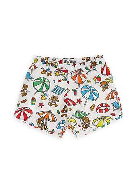 Baby Boy's & Little Boy's Teddy Bear Beach Print Swim Shorts