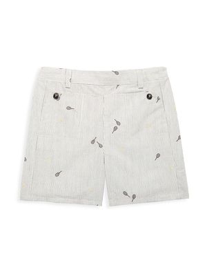 Baby Boy's & Little Boy's Tennis Embroidered Shorts - White - Size 3 - White - Size 3