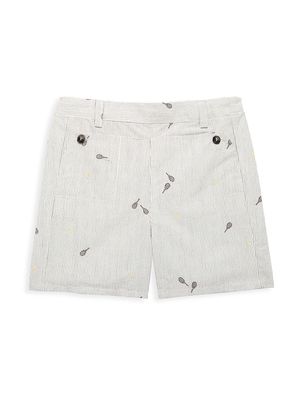 Baby Boy's & Little Boy's Tennis Embroidered Shorts - White - Size 4 - White - Size 4
