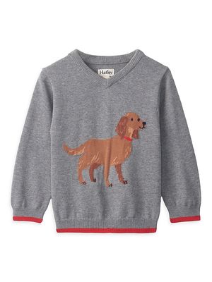 Baby Boy's & Little Boy's The Pups V-Neck Sweater - Stone Grey Melange - Size 3 Months