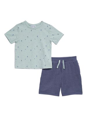 Baby Boy's & Little Boy's Under The Palms T-Shirt & Shorts Set - Moss - Size 3 Months - Moss - Size 3 Months