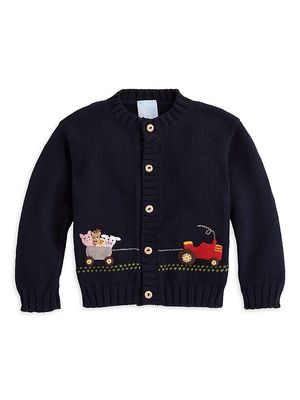Baby Boy's Animal Tractor Cardigan - Navy - Size 12 Months
