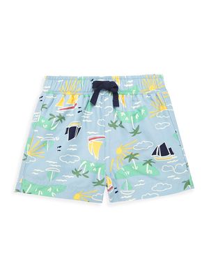 Baby Boy's Boat Print Swim Shorts - Blue Multi - Size 6 Months - Blue Multi - Size 6 Months