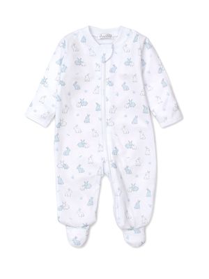 Baby Boy's Bunny Print Footie - Light Blue - Size Newborn - Light Blue - Size Newborn
