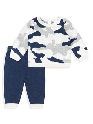 Baby Boy's Camouflage Sweater & Pants Set - Navy - Size 3 Months - Navy - Size 3 Months