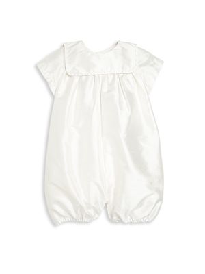 Baby Boy's Charming Silk Christening Romper - White - Size 3 Months