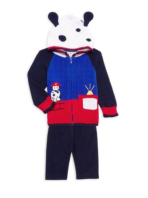 Baby Boy's Dalmatian 2-Piece Knit Hoodie & Corduroy Pants Set - Navy - Size 12 Months - Navy - Size 12 Months