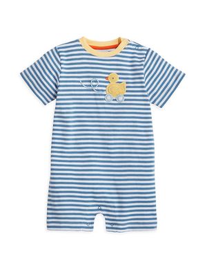 Baby Boy's Duck Striped Romper - Royal Blue - Size 6 Months - Royal Blue - Size 6 Months