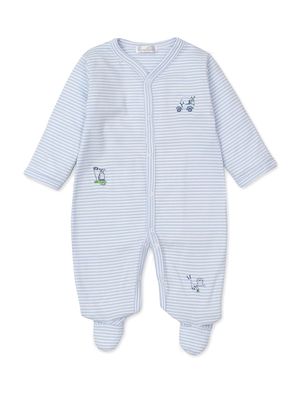 Baby Boy's Embroidered Golf-Print Striped Coverall - Light Blue - Size Newborn - Light Blue - Size Newborn