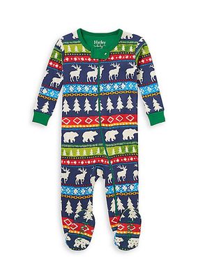 Baby Boy's Fair Isle-Inspired Cotton Footie