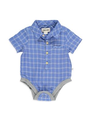Baby Boy's Helford Cotton Bodysuit - Blue White Plaid - Size 18 Months - Blue White Plaid - Size 18 Months