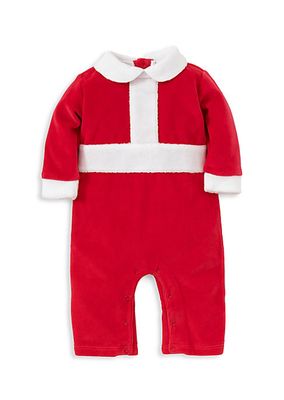 Baby Boy's Here Comes Santa Claus Velour Playsuit