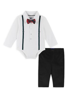 Baby Boy's Holiday Suspender Shirtzie & Pants Two-Piece Set