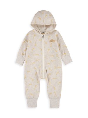 Baby Boy's Hooded Logo Coveralls - Beige - Size 3 Months - Beige - Size 3 Months