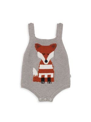 Baby Boy's Knit Fox Intarsia Bodysuit - Grey - Size 18 Months - Grey - Size 18 Months