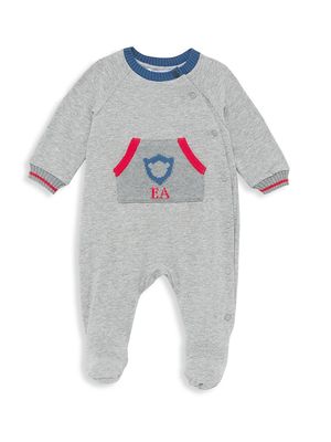 Baby Boy's Knit Kangaroo Pocket Footie - Grey - Size 3 Months - Grey - Size 3 Months