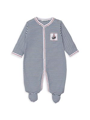 Baby Boy's Knit Striped Footie - Navy - Size 3 Months