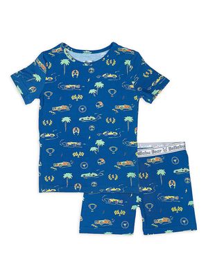 Baby Boy's, Little Boy's & Boy's 2-Piece Racecar Print Pajama Shorts Set - Blue - Size 9 - Blue - Size 9