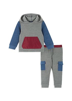 Baby Boy's, Little Boy's & Boy's Double Peached Colorblocked Hoodie Set