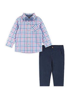 Baby Boy's, Little Boy's & Boy's Plaid Shirt, Pants & Striped Bowtie Set