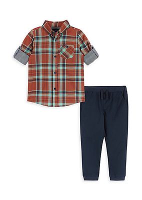 Baby Boy's, Little Boy's & Boy's Plaid Short-Sleeve Shirt & Pants Set