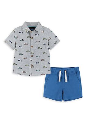 Baby Boy's, Little Boy's & Boy's Scooter Print Short-Sleeve Shirt & Shorts Set