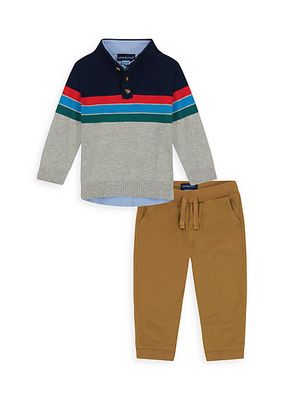 Baby Boy's, Little Boy's & Boy's Striped Sweater, Button-Up Shirt & Joggers Set