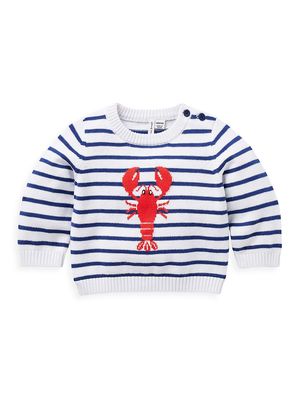 Baby Boy's Lobster Striped Crewneck Sweater - Blue - Size Newborn - Blue - Size Newborn