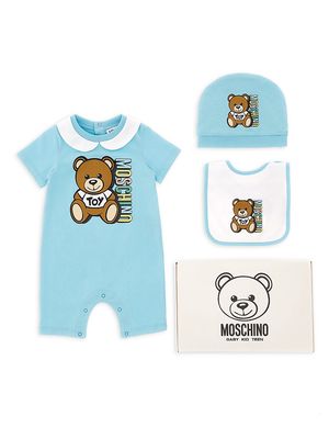 Baby Boy's Logo Bear Romper, Bib & Hat Gift Set - Tropical - Size 3 Months - Tropical - Size 3 Months