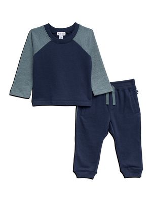 Baby Boy's No More Blues Long-Sleeve Shirt & Joggers Set - Dress Blue - Size 3 Months - Dress Blue - Size 3 Months