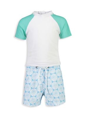 Baby Boy's Oceania 2-Piece Swim Set - Aqua White - Size 12 Months - Aqua White - Size 12 Months