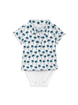 Baby Boy's Palm Tree Print Polo Bodysuit - Egret - Size 6 Months