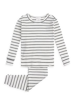 Baby Boy's Petit Lem Striped Modal Ribbed Pajama Set