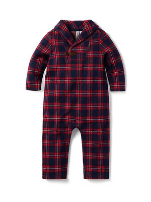Baby Boy's Plaid Shawl Collar One-Piece Suit - Red - Size 3 Months - Red - Size 3 Months