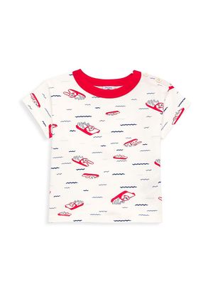 Baby Boy's Print Cotton Printed T-Shirt - White Boat - Size 6 Months - White Boat - Size 6 Months