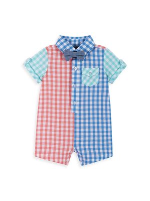 Baby Boy's Puckered Bow Tie Shortall - Gingham Multi - Size 18 Months