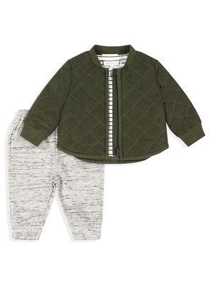 Baby Boy's Quilted Jacket, Top & Pants Set - Green - Size 3 Months - Green - Size 3 Months