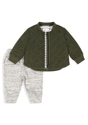 Baby Boy's Quilted Jacket, Top & Pants Set