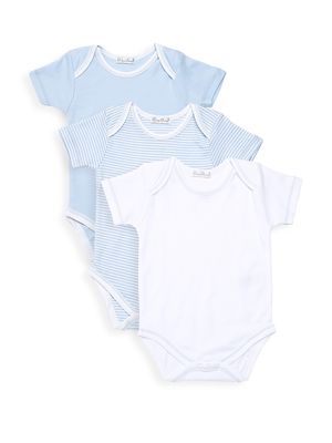 Baby Boy's Set of 3 Pima Cotton Bodysuits - Light Blue - Size 3 Months