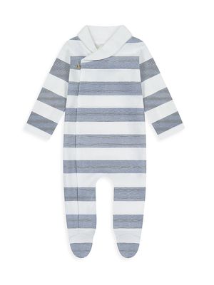 Baby Boy's Shawl Collar Striped Footie - Navy - Size 6 Months - Navy - Size 6 Months
