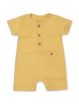 Baby Boy's Short Button Romper - Gold - Size Newborn - Gold - Size Newborn